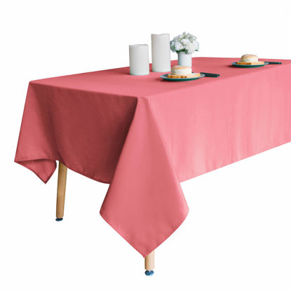 Picture of Obstal 210GSM Rectangle Table Cloth, Water Resistance Microfiber Tablecloth, Decorative Fabric Table Cover for Outdoor and Indoor Use (Coral Red, 60 x 84 Inch)