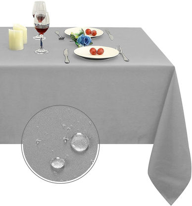 Picture of Obstal Rectangle Table Cloth, Oil-Proof Spill-Proof and Water Resistance Microfiber Tablecloth, Decorative Fabric Table Cover for Outdoor and Indoor Use (54x78 Inch, Silver)