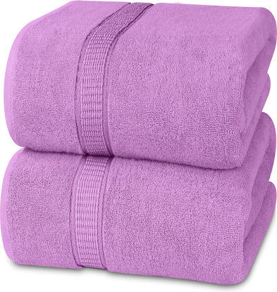 Picture of Utopia Towels - Luxurious Jumbo Bath Sheet 2 Piece - 600 GSM 100% Ring Spun Cotton Highly Absorbent and Quick Dry Extra Large Bath Towel - Super Soft Hotel Quality Towel (35 x 70 Inches, Lavender)