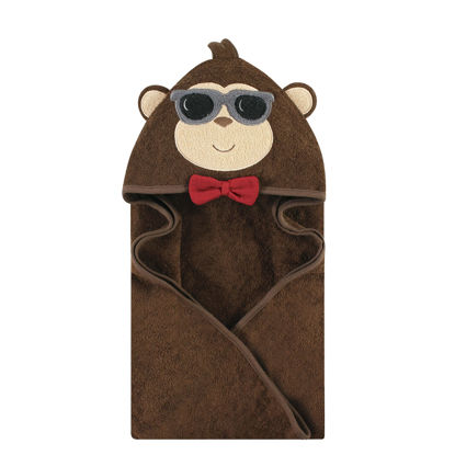 Picture of Hudson Baby Unisex Baby Cotton Animal Face Hooded Towel, Dapper Monkey, One Size