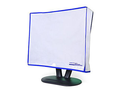 Picture of Computer Monitor dust Cover for Flat Panel LCD-Silky Smooth Anti-Static Vinyl with Blue Trim (19.5W x14.5H x3D)