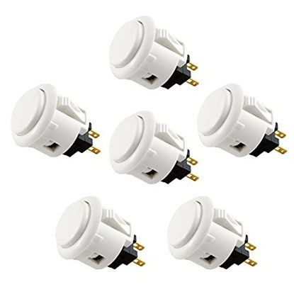 Picture of Sanwa 6 pcs OBSF-24 Original Push Button 24mm - for Arcade Jamma Video Game & Arcade Joystick Games Console (White) S@NWA