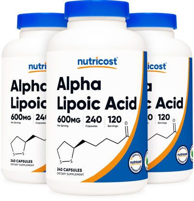 Picture of Nutricost Alpha Lipoic Acid 600mg, 240 Vegetarian Capsules - Gluten Free, Soy Free & Non-GMO, 120 Servings (3 Bottles)