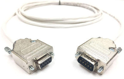 Picture of 15 Foot DB9 Male to Female RS232 Extension Serial Cable - 22 AWG with Plenum White Jacket - Made in USA by Custom Cable Connection