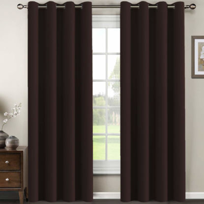 Picture of Premium Blackout Curtains for Living Room 84 Inches Length, Blackout Curtains for Bedroom Thermal Insulated Drapes - Chocolate Brown， 1 Panel