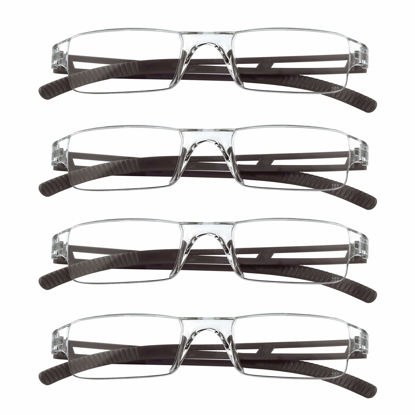 Picture of LifeArt 4 Pairs Reading Glasses, Blue Light Blocking Glasses, Computer Reading Glasses for Women and Men, Fashion Rectangle Eyewear Frame(4 Brown, +2.75 Magnification)