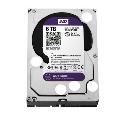Picture of WD Purple 6TB Surveillance Hard Disk Drive - 5400 RPM Class SATA 6 Gb/s 64MB Cache 3.5 Inch - WD60PURX [Old Version]