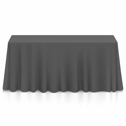 Picture of Lann's Linens - 90" x 132" Premium Tablecloth for Wedding / Banquet / Restaurant - Rectangular Polyester Fabric Table Cloth - Dark Gray