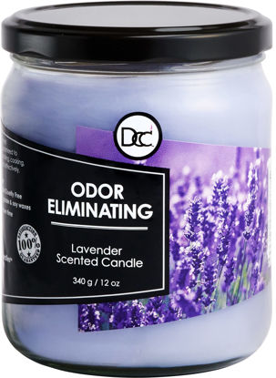 Picture of Lavender Odor Eliminating Highly Fragranced Candle - Eliminates 95% of Pet, Smoke, Food, and Other Smells Quickly - Up to 80 Hour Burn time - 12 Ounce Premium Soy Blend