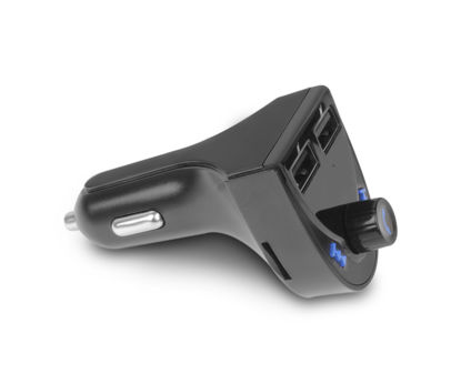 Picture of Aluratek Bluetooth Car Audio Receiver and FM Transmitter with Mic for Hands-Free Calls (ABF01F), Blue