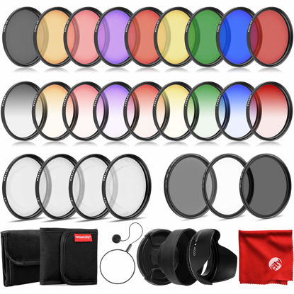Picture of Opteka 58mm 9 Piece HD Multicoated Graduated Color Filter Kit Set for Digital SLR Cameras Bundle with Opteka 58mm 9 Piece HD Multicoated Solid Color Special Effect Filter Kit & Accessories (8 Items)
