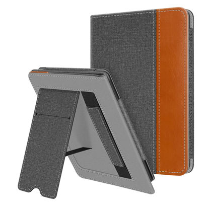 Picture of Fintie Stand Case for 6.8" Kindle Paperwhite (11th Generation-2021) and Kindle Paperwhite Signature Edition - Premium PU Leather Sleeve Cover with Card Slot and Hand Strap, Denim Gray