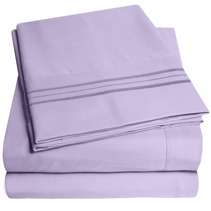Picture of 1500 Supreme Collection King Sheet Sets Lavender - Luxury Hotel Bed Sheets and Pillowcase Set for King Mattress - Extra Soft, Elastic Corner Straps, Deep Pocket Sheets, King Lavender
