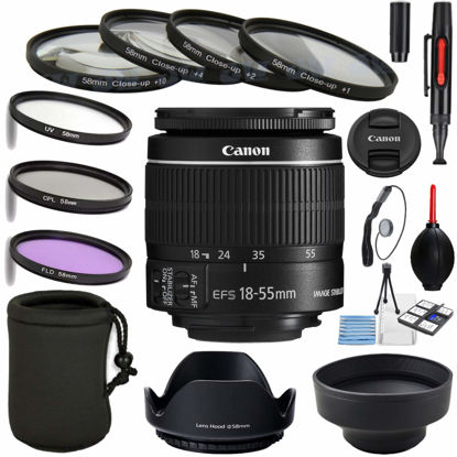 Picture of Canon EF-S 18-55mm f/3.5-5.6 is II SLR Lens with UV, CPL, FLD + Close up kit 1,2,4,10 + Tulip Hood + Collapsible Hood+ Lens Pen + dust Blower + Lens Cap + Starter kit