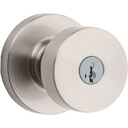 Picture of Kwikset Pismo Round Keyed Entry Knob Featuring SmartKey Security in Satin Nickel