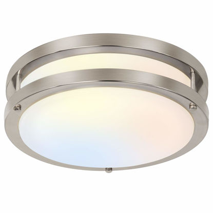 Picture of 13 inch Flush Mount LED Ceiling Light Fixture, 2700K/3000K/3500K/4000K/5000K Adjustable Ceiling Lights, Brushed Nickel Saturn Dimmable Lighting for Hallway Bathroom Kitchen or Stairwell, ETL Listed