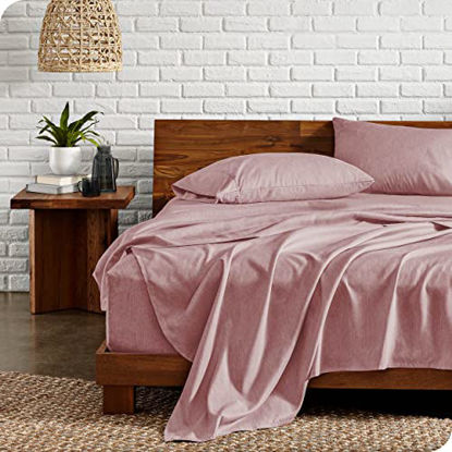 Picture of Bare Home Twin XL Sheet Set - College Dorm Size - 1800 Ultra-Soft Microfiber Twin Extra Long Bed Sheets - Deep Pockets - Easy Fit - Extra Soft - 3 Piece Set - Bed Sheets (Twin XL, Heathered Rosewood)