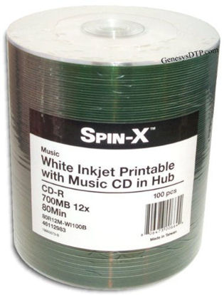 Picture of Prodisc Spin-X 0134.9600White Inkjet Printable Digital-Audio 80-Minute CD-R's by 100-Pak
