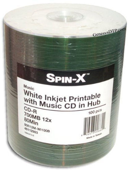 Picture of Prodisc Spin-X 0134.9600White Inkjet Printable Digital-Audio 80-Minute CD-R's by 100-Pak