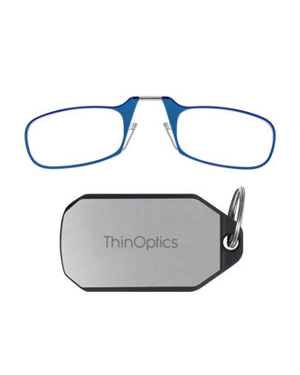 Picture of ThinOptics unisex adult Keychain Case + Reading Glasses, Blue, 44 mm US