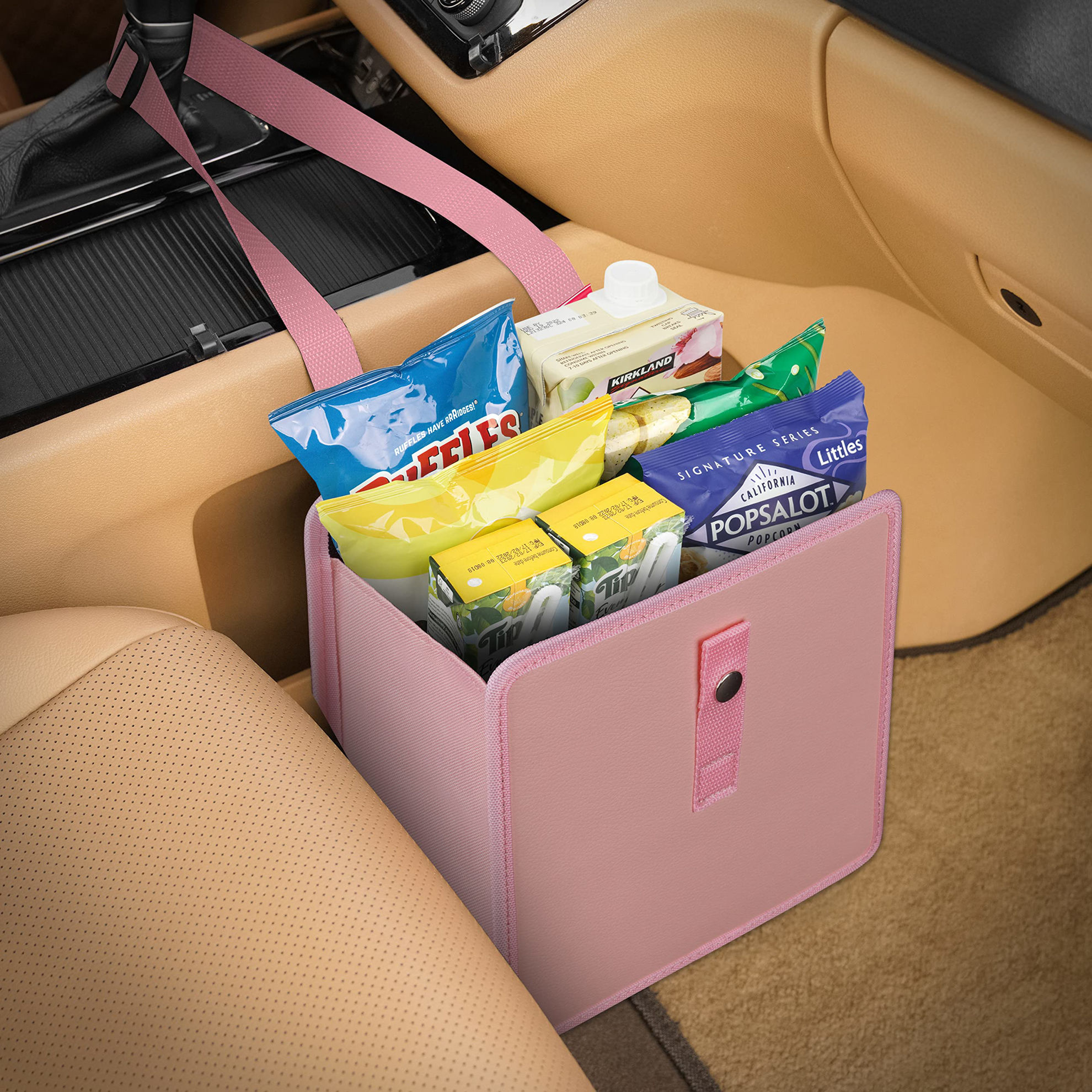 GetUSCart KMMOTORS Foldable Hanging Car Trash Can Pink, Car Trash Bag