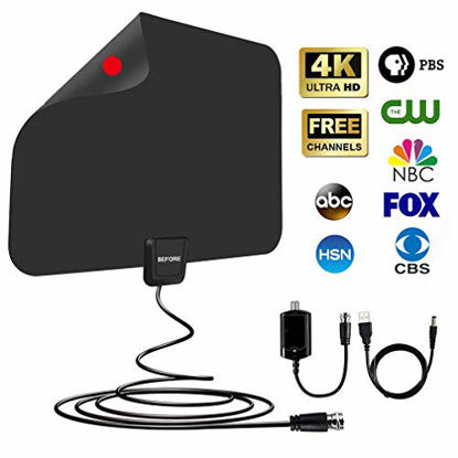 Picture of [2019 Latest] Amplified TV Antenna 60-85 Miles Range - HD Digital TV Antenna Support 4K 1080P & All TVs with Powerful Detachable Singal Amplifier -13.5ft Longer Coax Cable