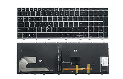 Picture of SOUTHERNINTL New Repalcement for HP Elitebook 750 755 850 855 G5 G6 Zbook 15u G5 G6 US Backlit Keyboard with Silver Frame L14366-001 L11999-001 L17970-001 L17971-001