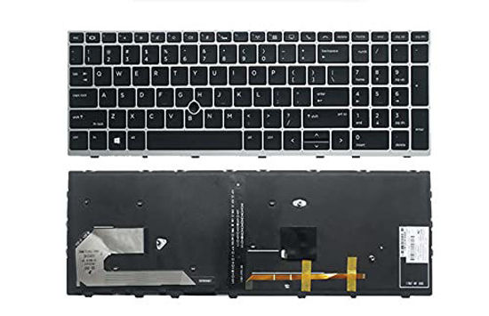 Picture of SOUTHERNINTL New Repalcement for HP Elitebook 750 755 850 855 G5 G6 Zbook 15u G5 G6 US Backlit Keyboard with Silver Frame L14366-001 L11999-001 L17970-001 L17971-001