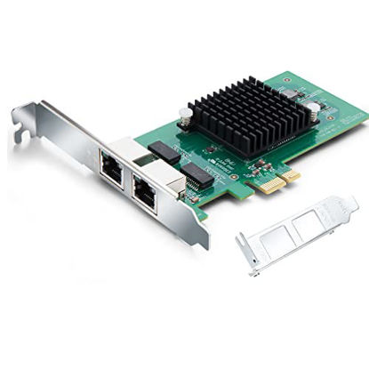 Picture of 10/100/1000Mbps Gigabit Ethernet Converged Network Server Adapter Card (NIC) with Intel 82576 Controller Chip, Dual RJ45 Copper Ports, Compatible for Intel E1G42ET, PCI Express 2.1 X1