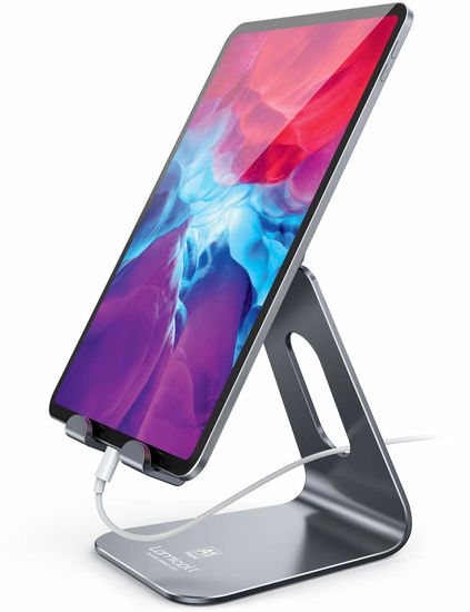 GetUSCart- Tablet Stand Multi-Angle, Lamicall Tablet Holder: Desktop  Adjustable Dock Cradle Compatible with Tablets Such As iPad Air Mini Pro,  Phone 13 Pro 12 Mini 11 XS Max XR X 6 7 8 Plus (4 -13 inch) - Gray