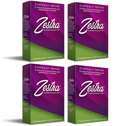 Picture of Zestra Essential Arousal Oils - 3 Single Dose Packets 0.8ml - Organic & All-Natural Botanical Arousal Oil - Safe & Clinically Proven to Enhance Pleasure during Intimate Moments (4 Boxes)