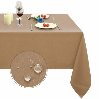 Picture of Obstal 210GSM Rectangle Table Cloth - Heavy Duty Water Resistance Microfiber Tablecloth, Decorative Fabric Table Cover for Outdoor and Indoor Use (Coffee, 60 x 120 Inch)