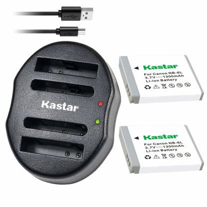 Picture of Kastar Battery (X2) & Dual USB Charger for Canon NB-6L and PowerShot SX710 HS SX530 HS SX520 HS SX510 HS SX500 IS SX700SX280 SX260 SX170 SD1300 SD1200 SD980 SD770 SD1300D30 D20 D10 IXUS 85 95 IXUS 200