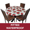 Picture of Covers For The Home Deluxe Elastic Edged Flannel Backed Vinyl Fitted Table Cover - Christmas Flower Pattern - Small Round - Fits Tables up to 40" - 44" Diameter