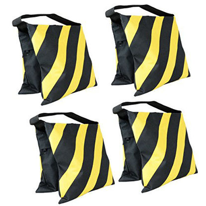 Picture of Foto&Tech 4 Pack Water Resistant 600D Oxford Heavy Duty with Internal Metal Support Sand Bag Weight Bags Saddle Bag Holds 20 LBS for Photo Video Studio Stand Tripod Indoor Outdoor (Yellow)