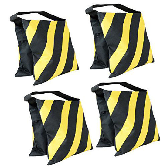 Picture of Foto&Tech 4 Pack Water Resistant 600D Oxford Heavy Duty with Internal Metal Support Sand Bag Weight Bags Saddle Bag Holds 20 LBS for Photo Video Studio Stand Tripod Indoor Outdoor (Yellow)