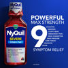 Picture of Vicks NyQuil SEVERE Cold and Flu Relief Liquid Berry Flavored Medicine, Maximum Strength, 9-Symptom Nighttime Relief For Fever, Sore Throat, Nasal Congestion, Sinus Pressure, Sneezing, Cough, 12 FL OZ