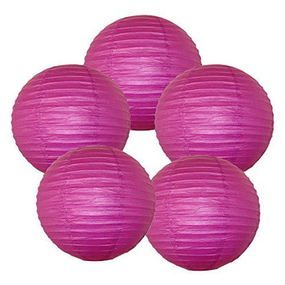 Picture of Just Artifacts 6-Inch Fuchsia Chinese Japanese Paper Lanterns (Set of 5, Fuchsia)