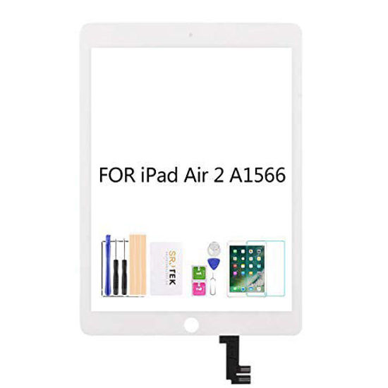 GetUSCart- For iPad Air 2 Touch Screen Replacement For iPad Air 2nd Gen 9.7  Screen replacement A1566 Digitizer Sensor A1567 Touch Digitizer Panel Glass  No Home Button Repair Parts(No LCD,No Instructions)White