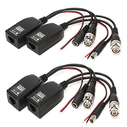 Picture of BNC to RJ45 CAT5 Video +Data +Power Balun Connector for CCTV PTZ Camera 2 Pairs