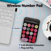 Picture of Wireless Number Pad, Ergonomic Cute Colorful Retro Mini Portable Numeric Keypad, Seaciyan 2.4G Cordless External Keyboard for Computer, Laptop (Black Red)