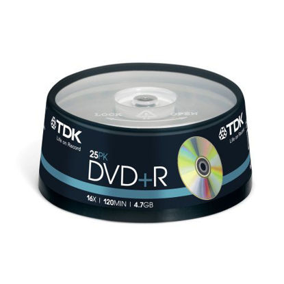Picture of TDK DVD+R 4.7Gb, 16x, Spindle 25, tdk dvdr, recordable, blank dvd, 25 pack, dvdr