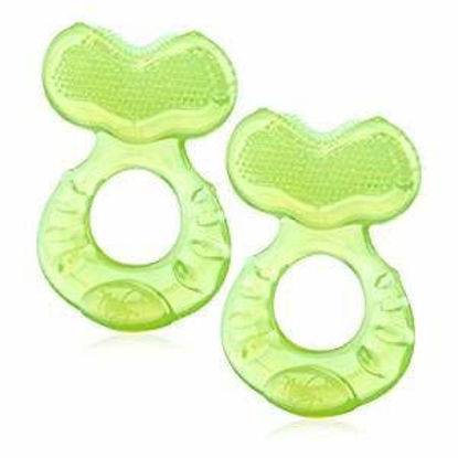 Picture of Nuby Silicone Teethe-eez Teether with Bristles, Includes Hygienic Case, Green Pack of 2