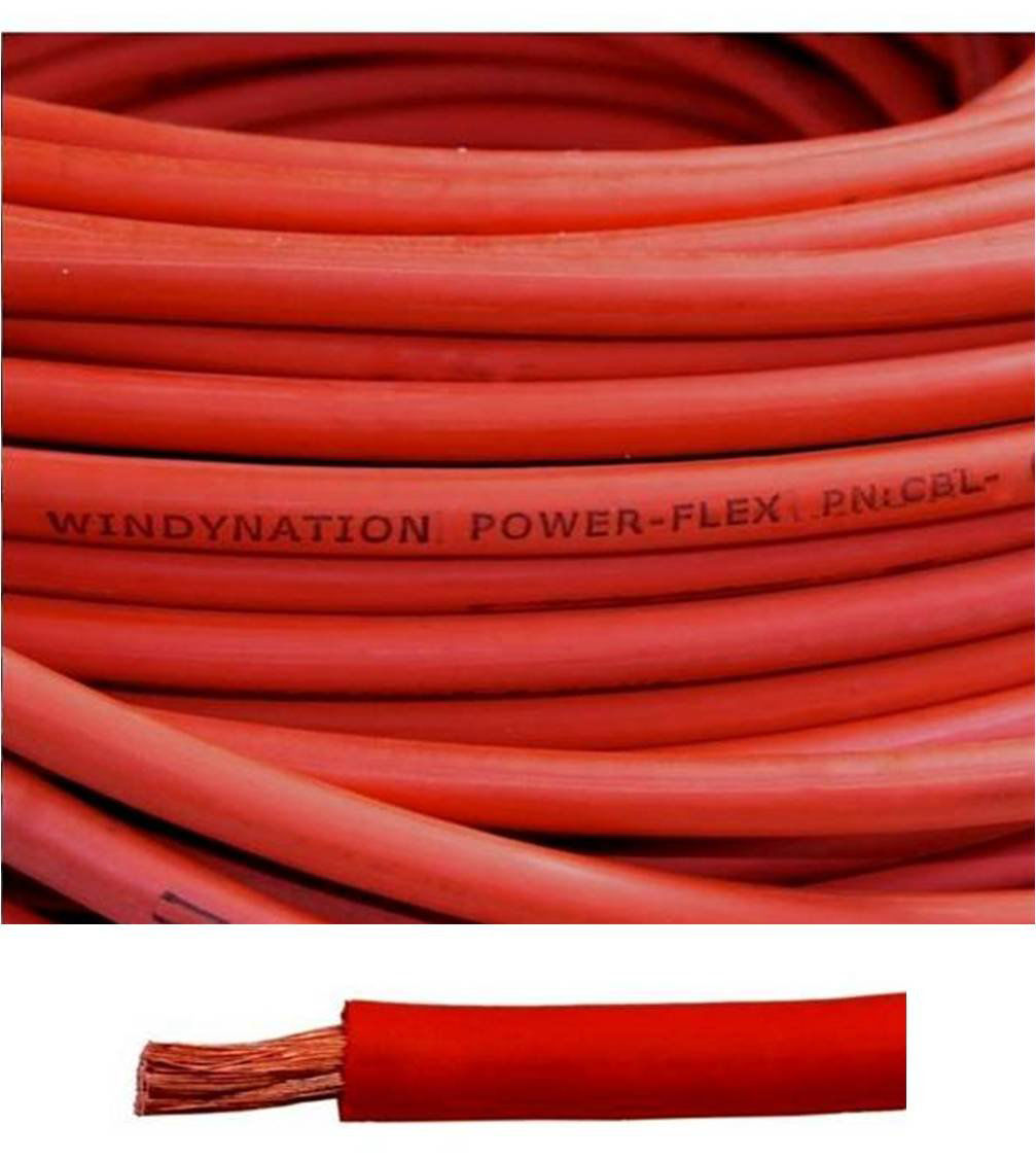 TEMCo 1/0 Gauge Welding Cable – 5 Ft Red – Flexible Copper – Made In USA