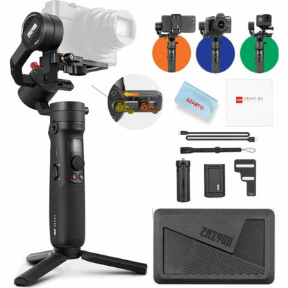 Picture of ZHIYUN Crane M2 3-Axis Gimbal Stabilizer for Light Mirrorless Camera,Action Camera,Smartphone,for Sony A6000,A6300,A6500,RX100M,GX85,Gopro Hero 5/6/7,iPhone Xs XR,WiFi/Bluetooth Control,720g Payload