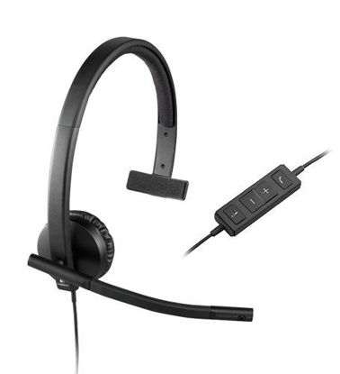 Picture of Logitech USB Headset Mono H570e - Mono - USB - Wired - 31.50 Hz - 20 kHz - Over-The-Head - Monaural