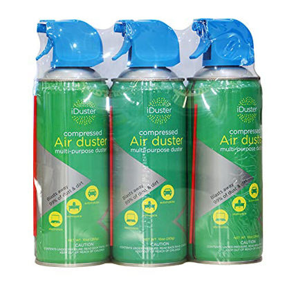 Picture of iDuster 3 Packs Disposable Air Duster,Compressed Gas Duster,Computer Cleaner,10 oz