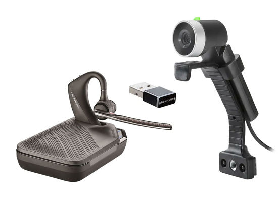 Picture of Plantronics Poly Voyager 5200 UC Bluetooth Headset with EagleEye Mini Webcam Bundle (217912-99)