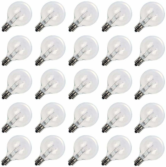 Picture of G40 Replacement Light Bulbs 5W Clear Globe Bulb fits E12 C7 Candelabra Screw Base Sockets, 1.5 Inch Dimmable Light Bulbs for Indoor Outdoor Patio Decor, Pack of 50