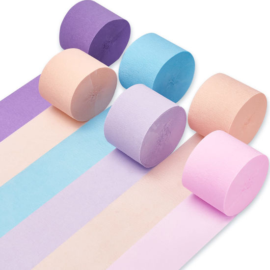 GetUSCart- PartyWoo Crepe Paper Streamers 6 Rolls 492ft, Pack of Peach,  Purple, Light Pink and Pastel Blue Party Streamers for Mermaid Birthday  Decorations, Mermaid Party Decorations (1.8 Inch x 82 Ft/Roll)